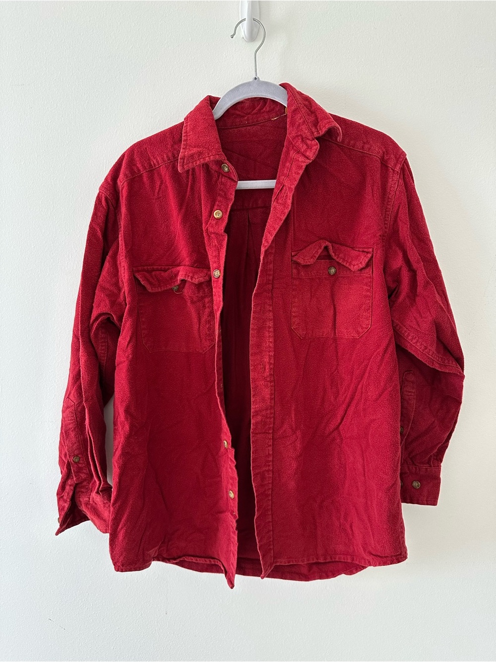 Red Corduroy Oversized Shirt Jacket